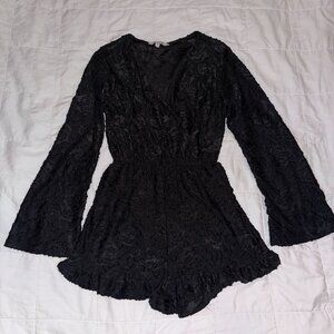 Francesca's Black Floral Pattern Romper